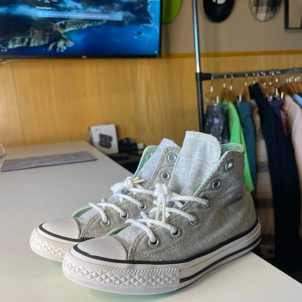 Kids Converse Canvas Chuck Taylor All Star High Top Gray Sneakers